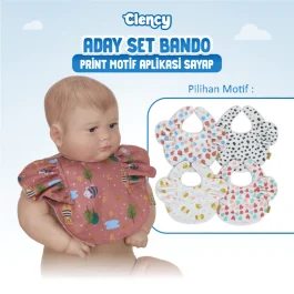 Clency Aday Set Bando Print Motif Aplikasi Sayap